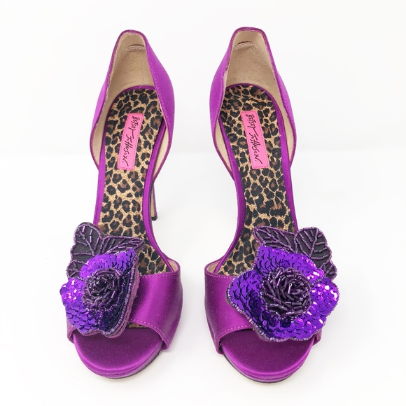 purple sequin shoes